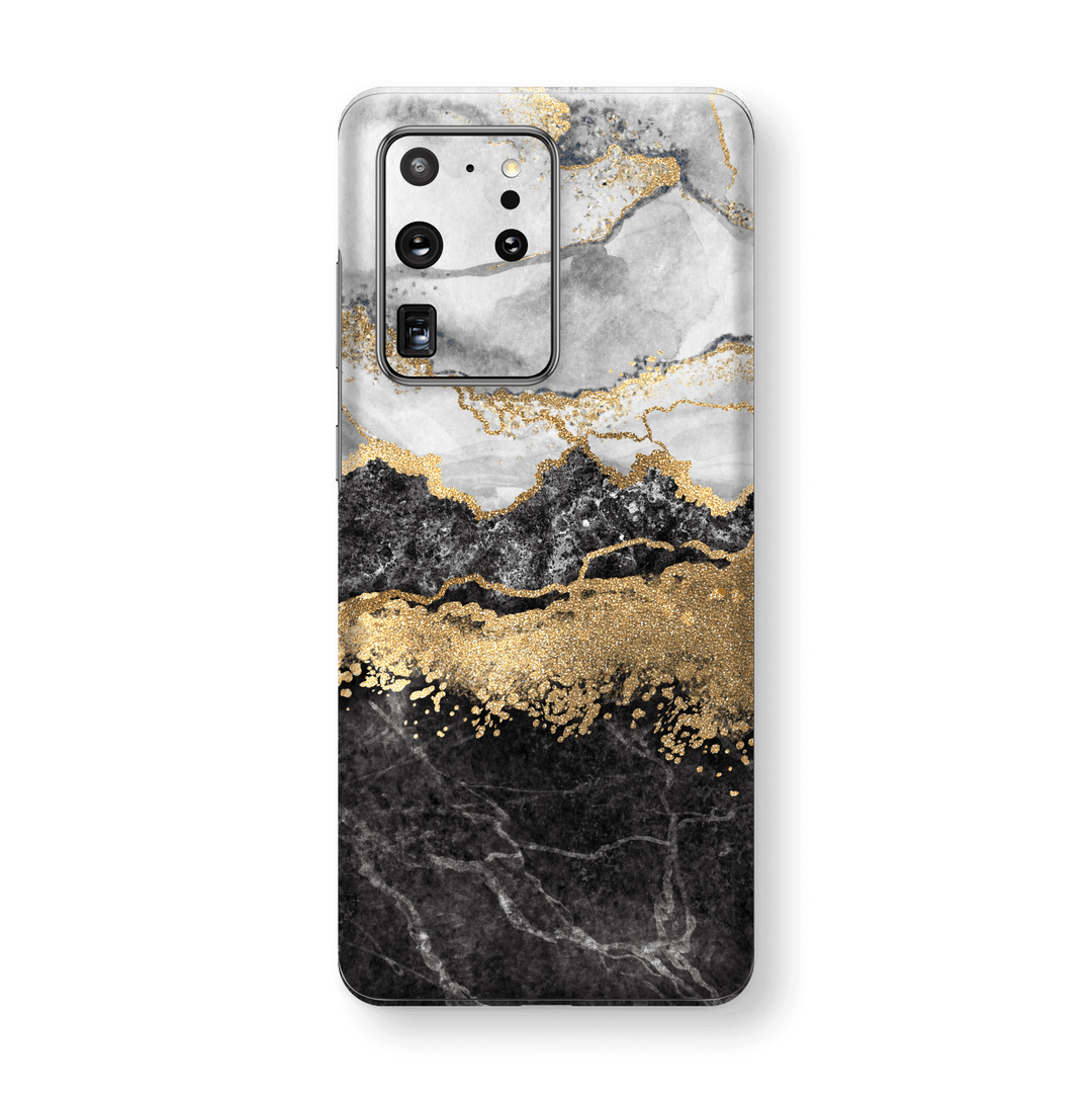 Samsung Galaxy S20 ULTRA SIGNATURE Golden WHITE-Slate Marble Skin, Wrap, Decal, Protector, Cover by EasySkinz | EasySkinz.com